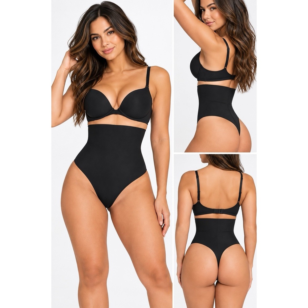 Skims Body Core Sculpt High Waisted Thong Onyx Black Small NWT
